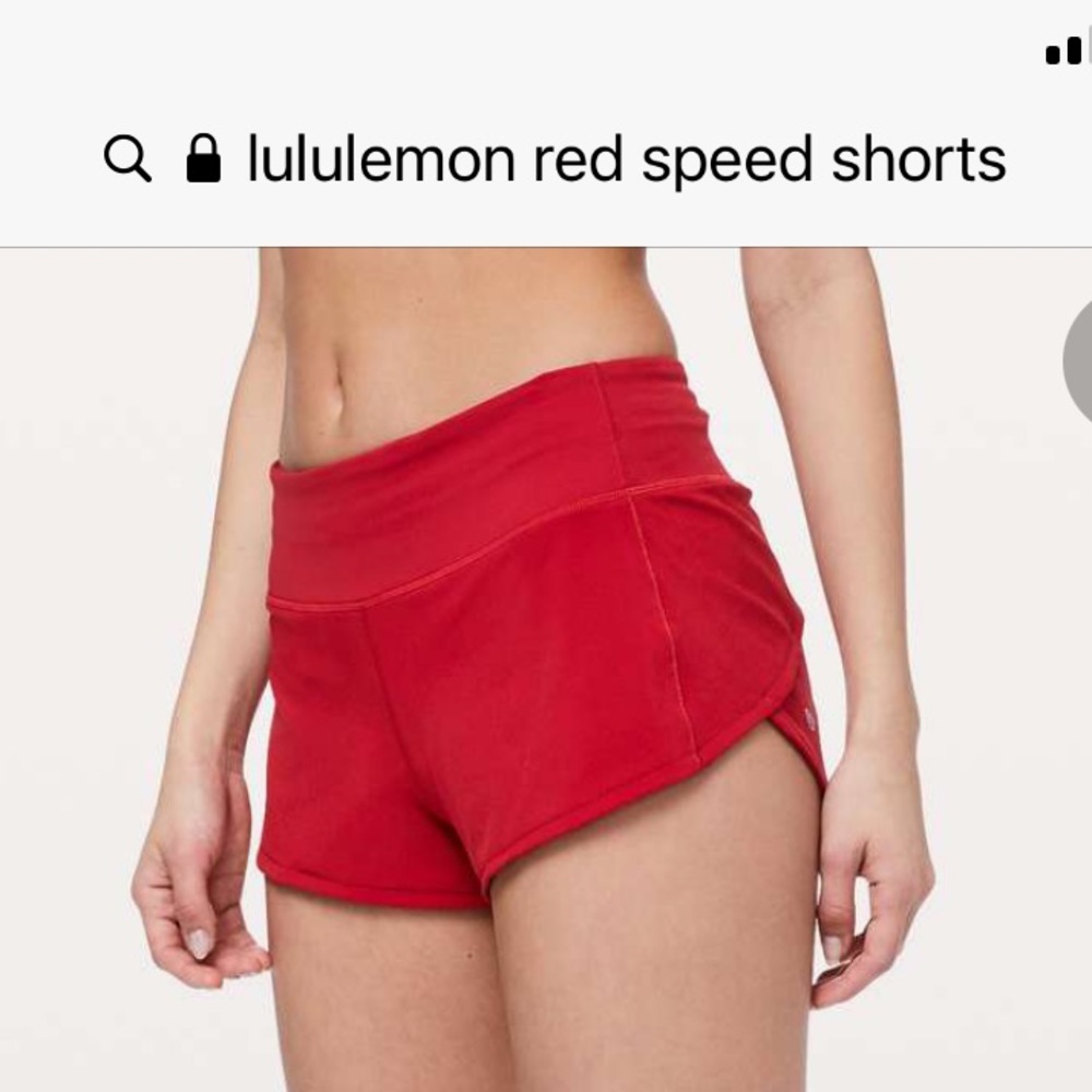 Red lululemon speed shorts. Size 4 in perfect condition